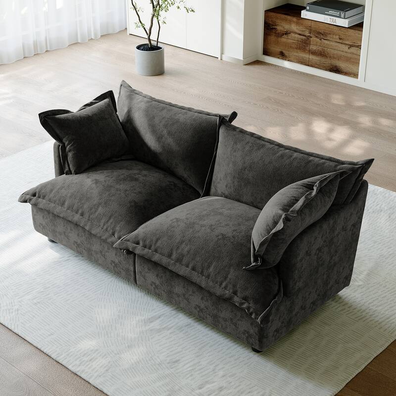 80"W Upholstered Chenille Comfy Cloud Couch Modular Sectional Sofa