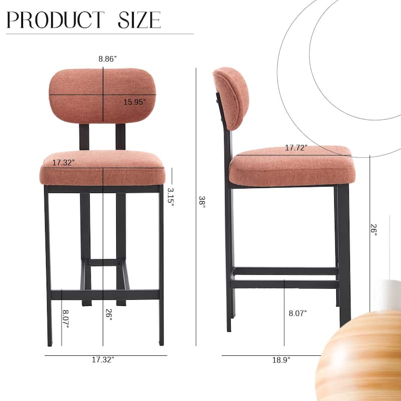 Upholstered Counter Height Bar Stools Side Chairs Set of 2