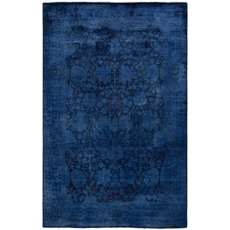 Overdyed One-of-a-Kind Hand-Knotted Area Rug - Navy - 4' 3" x 6' 1"
