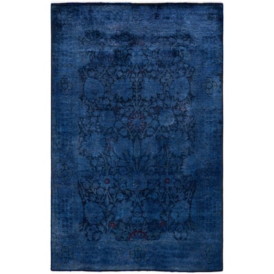 Overdyed One-of-a-Kind Hand-Knotted Area Rug - Navy - 4' 3" x 6' 1"