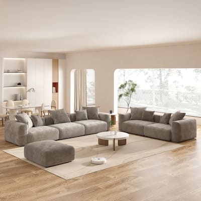 Large Corduroy Fabrics Upholstery Modular Sectional Sofa Set for Living Room