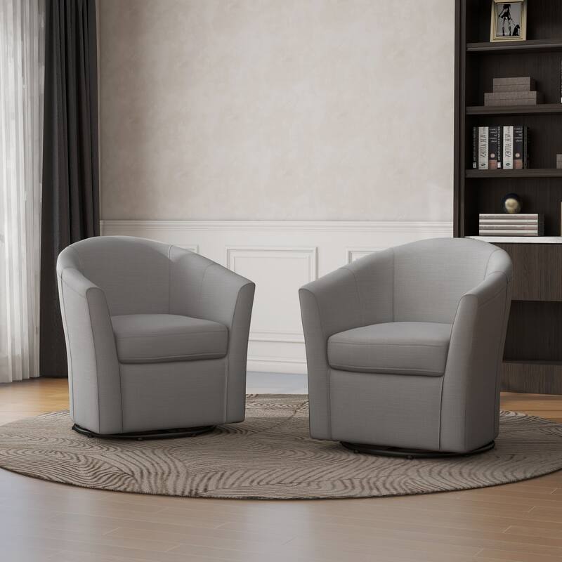 Linen Armchair Swivel Barrel Accent Chairs for Living Room