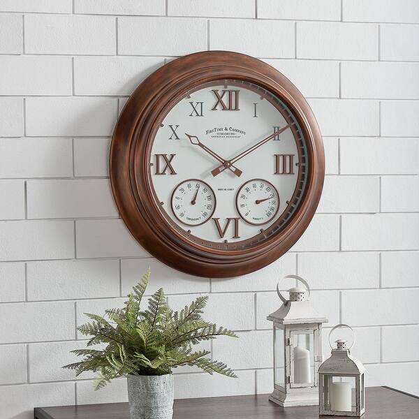 Shop Firstime Co Copper Wilmington Outdoor Clock American Crafted Copper Plastic 24 X 3 25 X 24 In 24 X 3 25 X 24 In Overstock 31826657