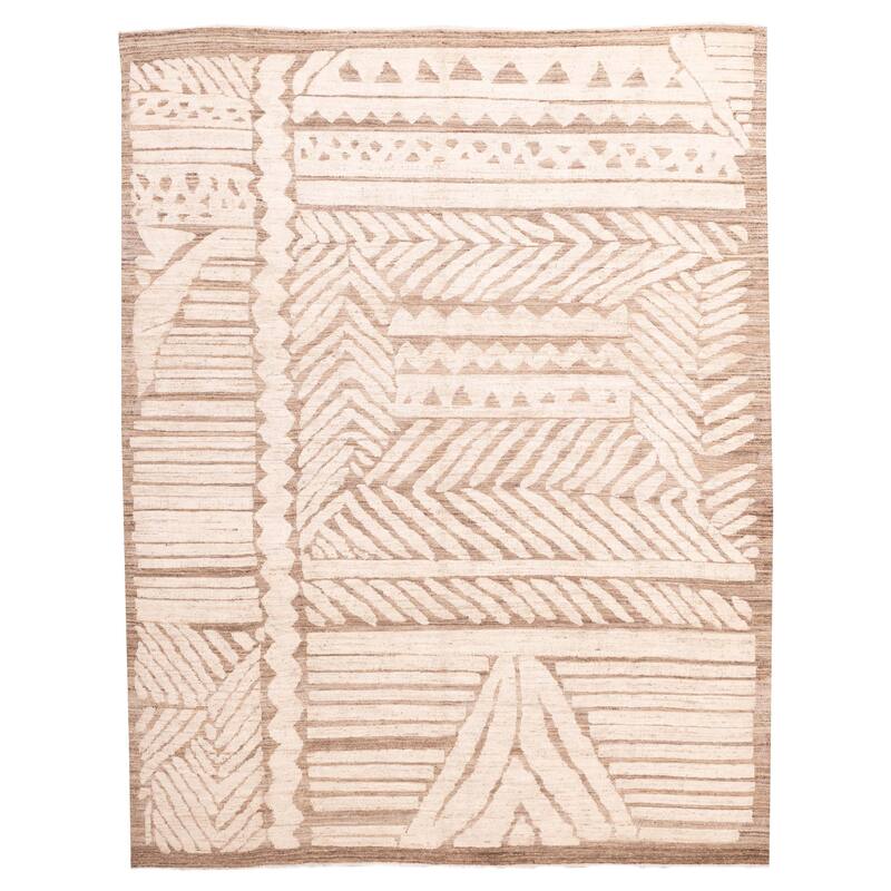 ECARPETGALLERY Hand-knotted Pak Finest Marrakesh Ivory Wool Rug - 9'5 x 11'11