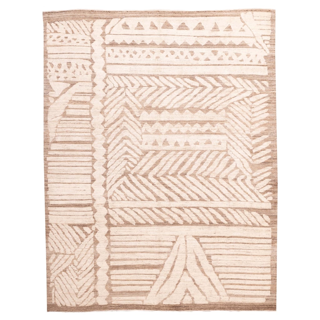 ECARPETGALLERY Hand-knotted Pak Finest Marrakesh Ivory Wool Rug - 9'5 x 11'11