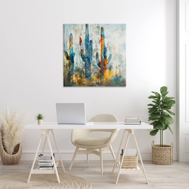 Stupell Abstract Cacti Silhouettes Vibrant Succulent Colors Canvas Wall Art