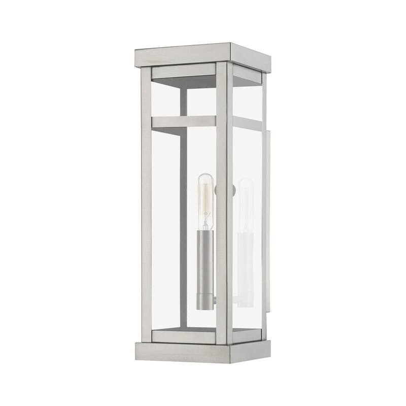 Livex Lighting 1-light Brushed Nickel Outdoor Wall Lantern, 20703-91 - 5" W X 15" H X 5.5" EXT