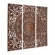 preview thumbnail 9 of 12, Brown or White Wooden Handmade Intricately Carved Floral Home Wall Decor with Mandala Design (Set of 3)