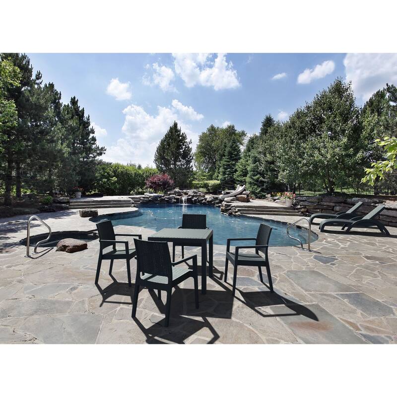 31.5" Gray Wickerlook Square Patio Dining Table