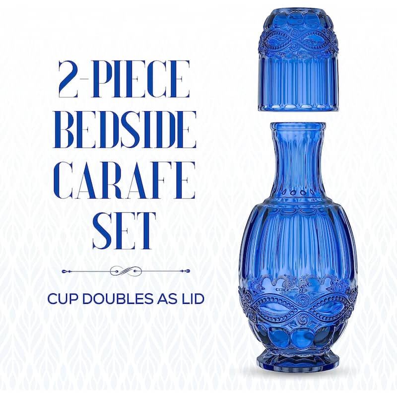Elle Decor Bedside Water Carafe with Tumbler Matching Drinking Glass