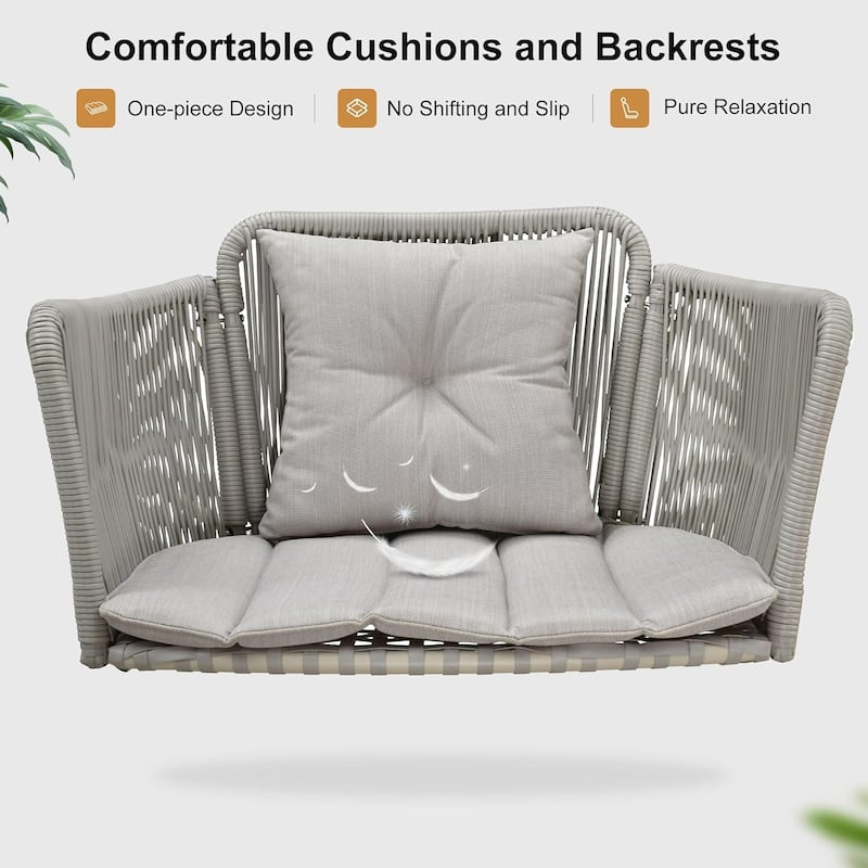 PURPLE LEAF Cloud Swing Chair Indoor Outside Backyard Garden Outdoor Hammock Porch Swing, Cushion and Pillows Included