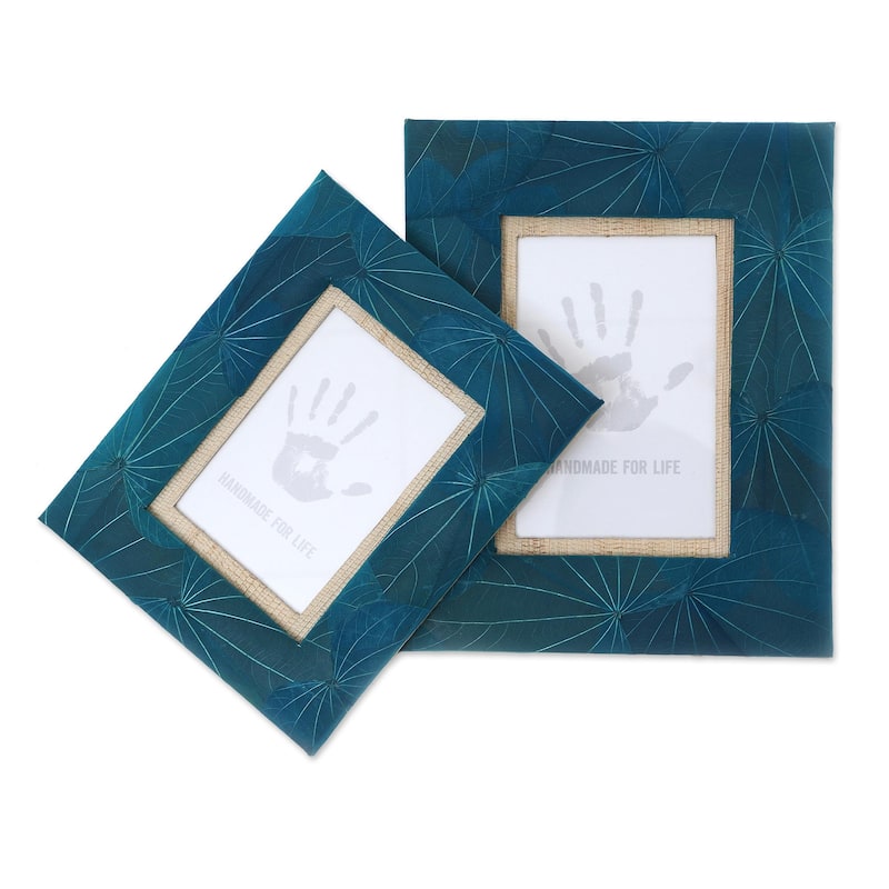 Novica Handmade Autumn Spirit In Blue Natural Fiber Photo Frames (Pair)