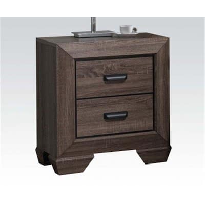 Victorian Nightstand - Gray Finish, Bedroom Storage, Elegant Design, Metal Glides