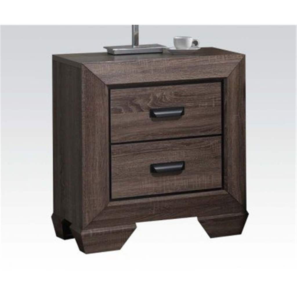 Victorian Nightstand - Gray Finish, Bedroom Storage, Elegant Design, Metal Glides