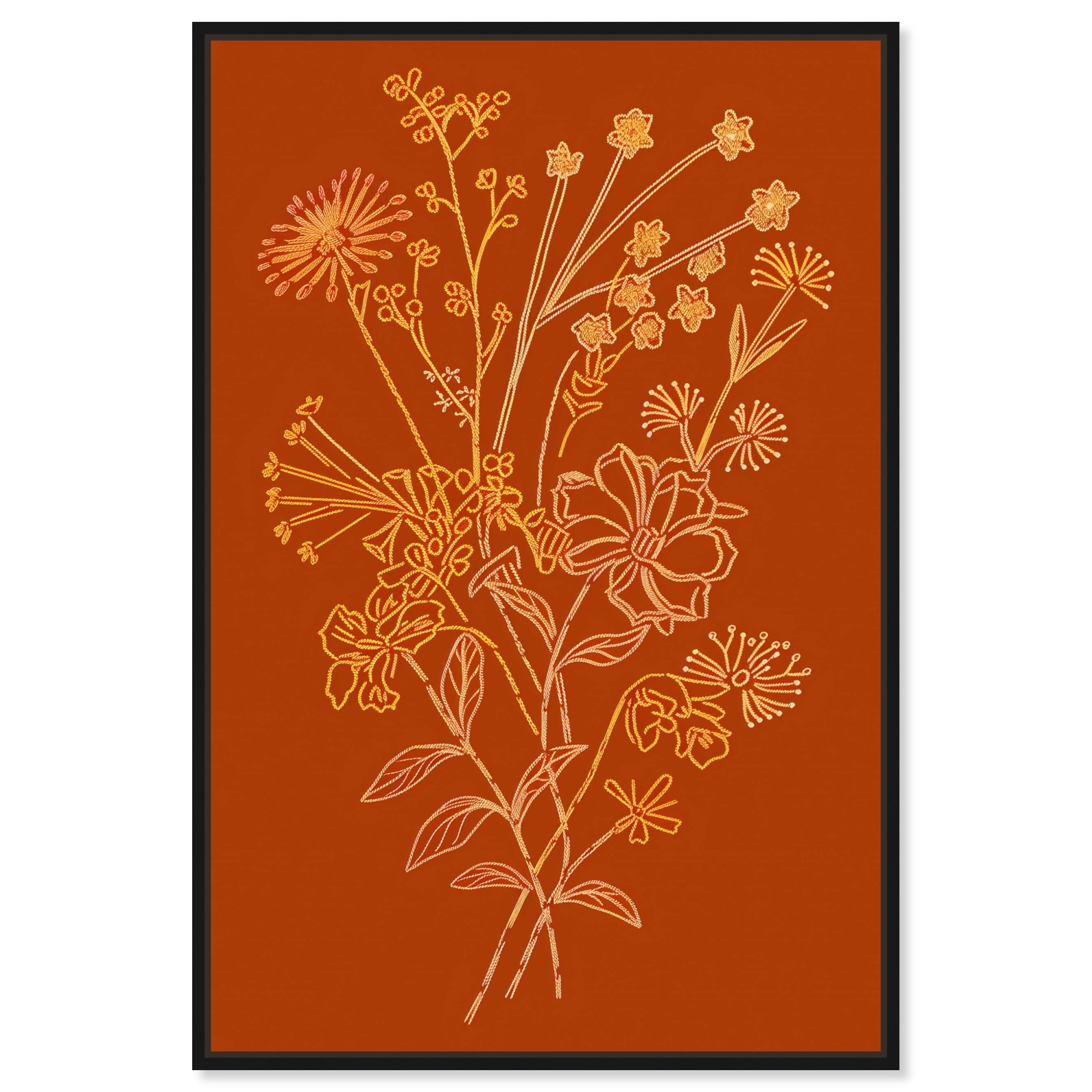 Golden Bouquet Embroidery Canvas Classic Cottage Art by Art Remedy