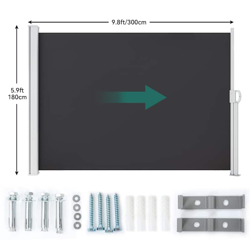 9.8' W Durable Side Retractable Awning for Outdoor Spaces