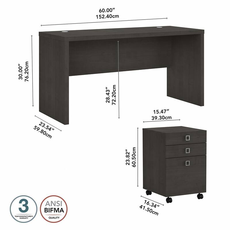 Echo Credenza Desk with Mobile File Cabinet by Bush Business Furniture