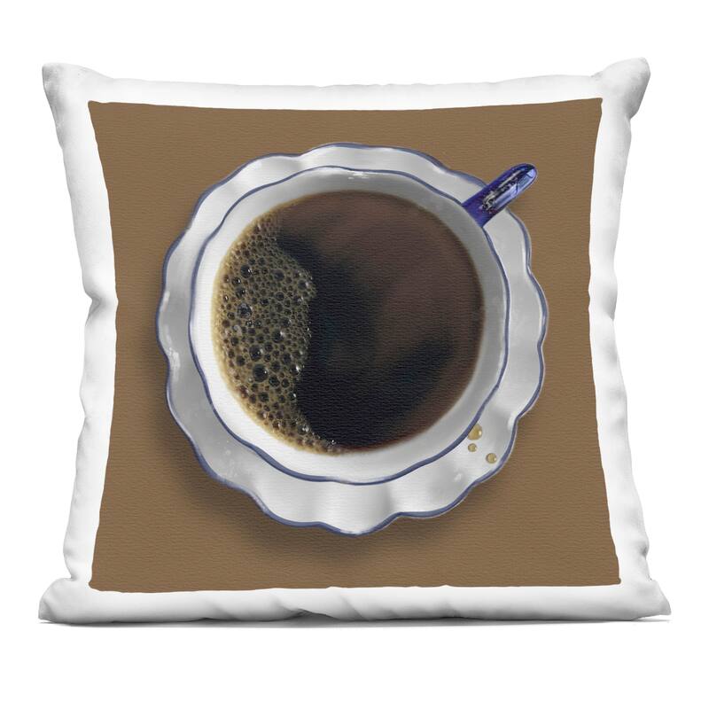 Stupell Aerial View Coffee Cup Decorative Printed Throw Pillow Design by Matthew Piotrowicz - Accent - Polyester - Brown - Single