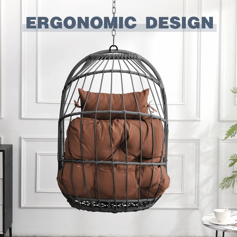 Outdoor Rattan Egg Swing Chair with Comfortable Seating and Durable PE Wicker for Relaxation