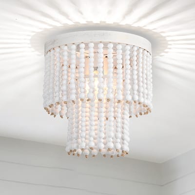 Beaded Flush Mount Chandeliers Farmhouse Light Fixture Ceiling 3-Light