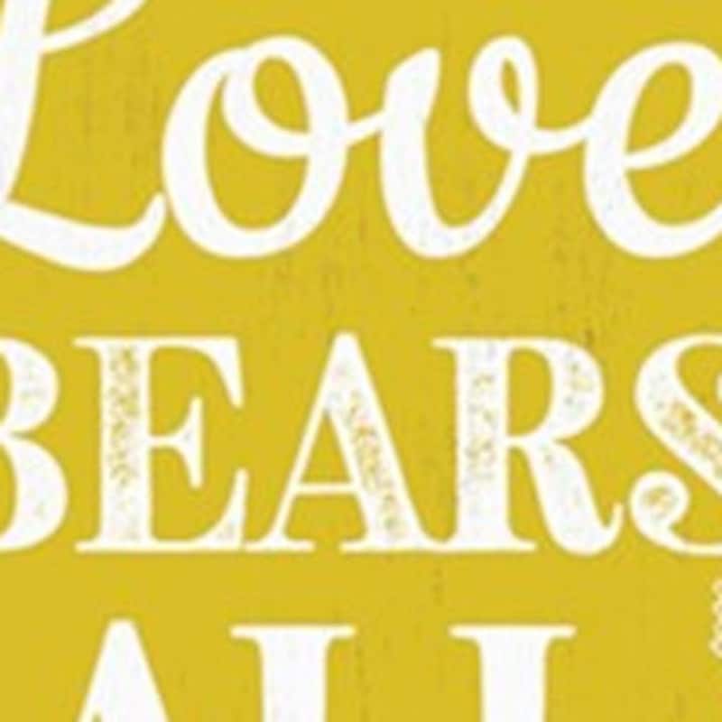 HomeRoots 36" Yellow And White Solid Wood Love Religious Porch Sign
