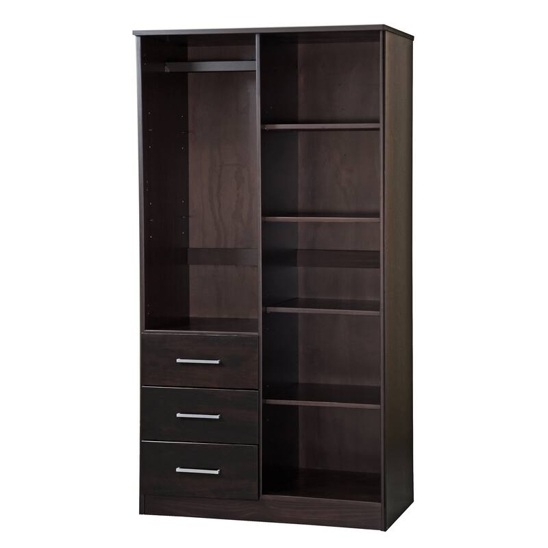 Palace Imports 100% Solid Wood Metro Wardrobe Armoire with Solid Wood or Mirrored Doors