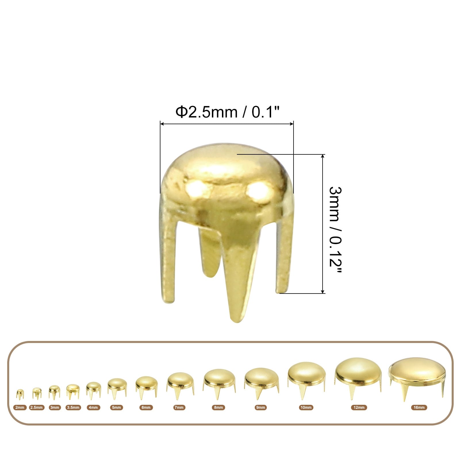 80Pcs Silver 2mm Round Dome Rivets for DIY Leather Craft