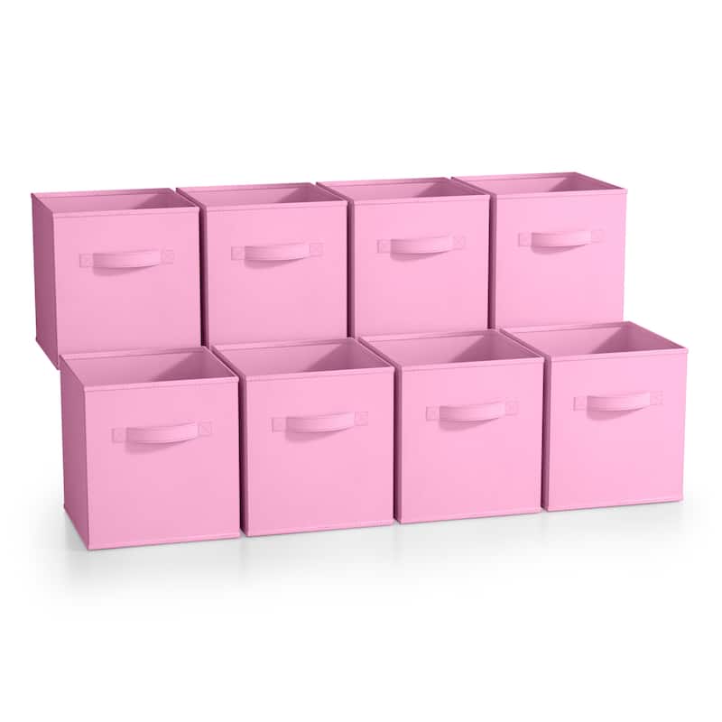 Sorbus Fabric Storage Bins 11" Foldable Cubes With Handles For Pantry, Cubbies, Toy And Closet Shelf Organization- 8Pk - Pastel Pink