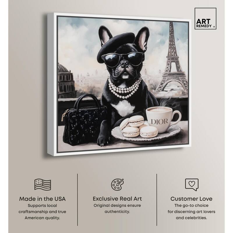 Frenchie in Paris Treats Canvas by Art Remedy