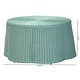 preview thumbnail 8 of 13, Palm Scalloped Rattan Coffee Table - Handwoven Wicker Round Accent Table for Living Room Patio or Sunroom, Coastal Style