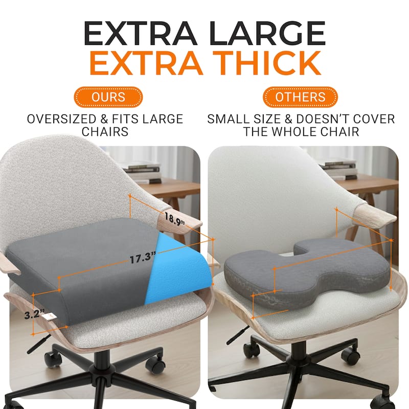 Cheer Collection Ultra Supportive Memory Foam Extra-Large Seat Cushion