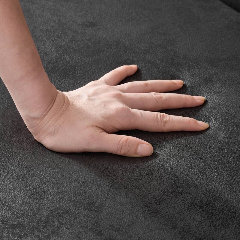 Roomfitters 83 Inch Classic Chesterfield Upholstered Sofa Set, 2-Piece Buttoned Back Scrolled Arm Couch Furniture Set, Black