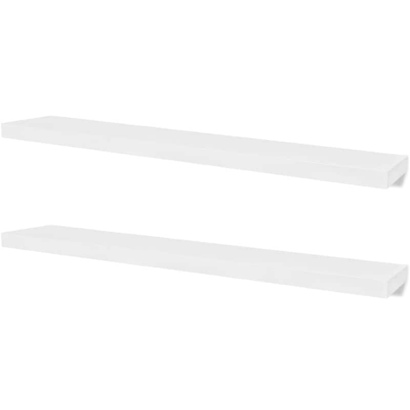 Floating Wall Shelf Set of 2, Spacious White Frame, 47 Inch