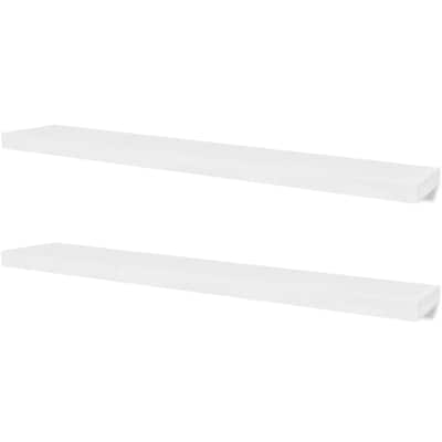 Floating Wall Shelf Set of 2, Spacious White Frame, 47 Inch