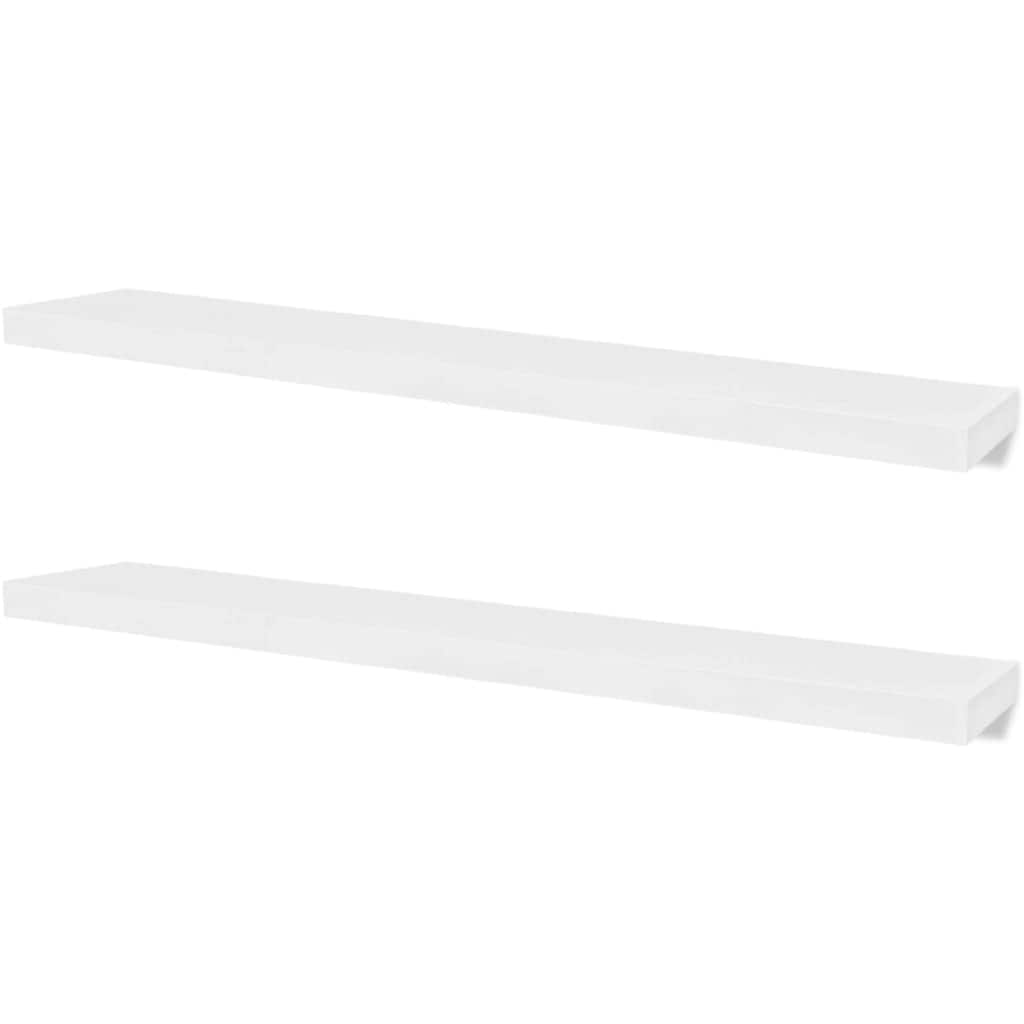 Floating Wall Shelf Set of 2, Spacious White Frame, 47 Inch
