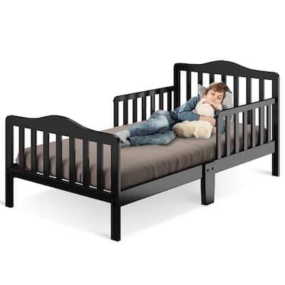 Costway Kids Toddler Wood Bed Bedroom Furniture w/ Guardrails - See Details