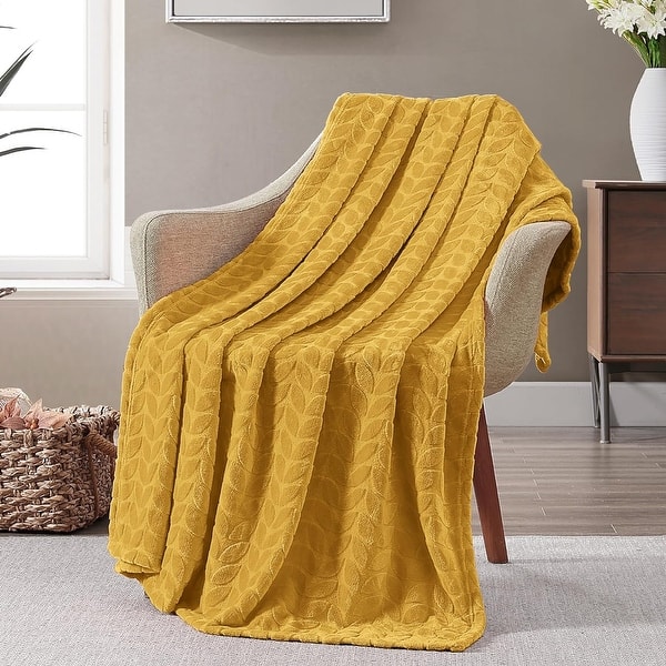 Fuzzy Ochre Throw Blanket Fleece Blanket Gold Throws For Sofa