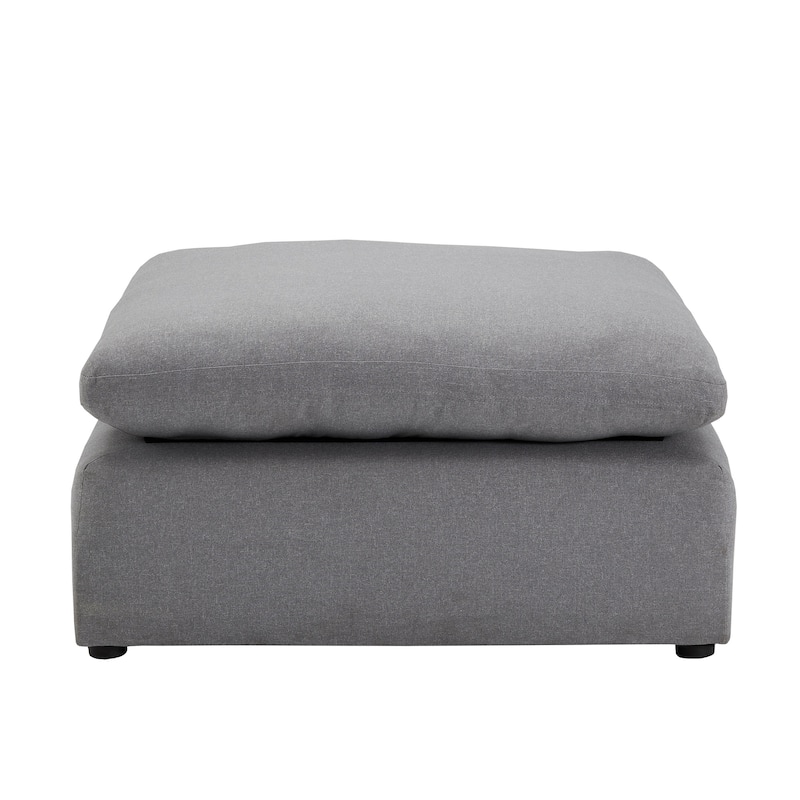 Anka Grey Linen Weave Down Blend Ottoman by iNSPIRE Q Modern