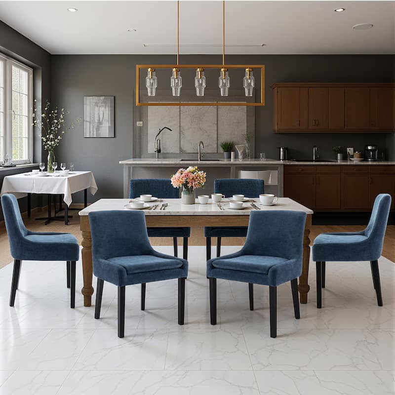RENEWLINE Mid-Century Modern Corduroy Upholstered Dining Chairs with Solid Wood Legs,Set of 2/4/6