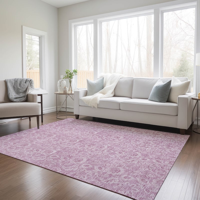 Machine Washable Indoor/ Outdoor Chantille Floral Farmhouse Rug