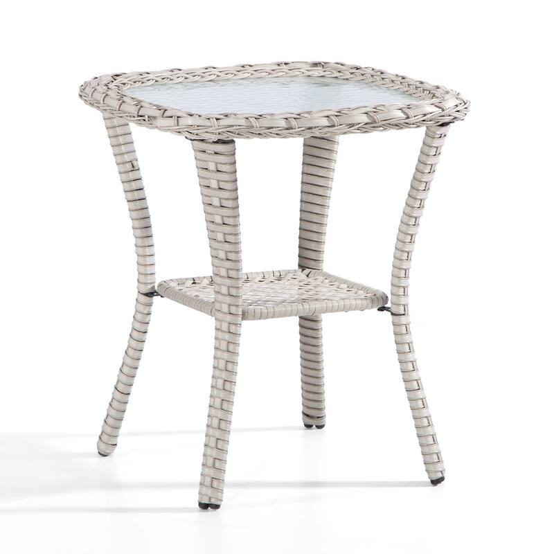 Cozywor Wicker Outdoor Patio Coffe Table Square Side Table