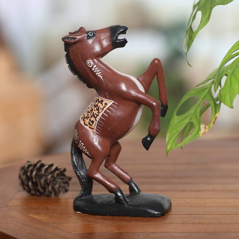 Novica Handmade Triumphal Gallop Wood Sculpture