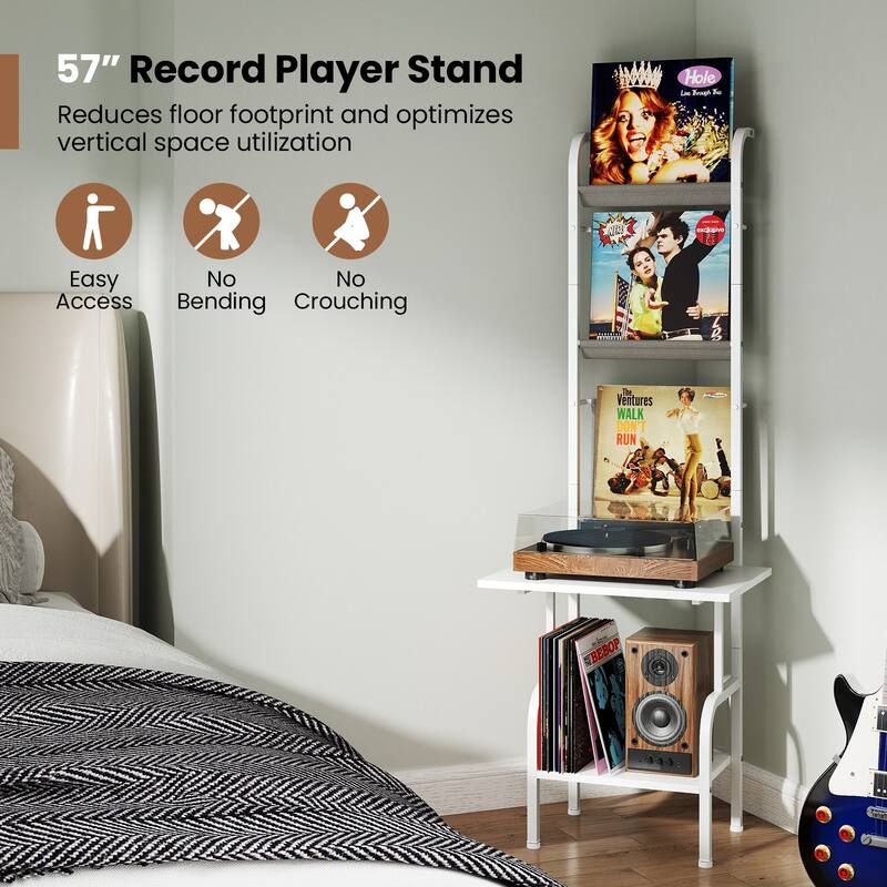 Gymax 5-Tier Record Player Stand w/ Vinyl Display Shelf Record Player