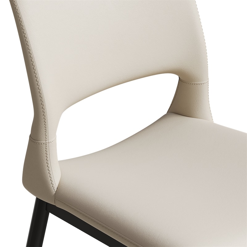 Modern PU leather Dining Chairs,Backrest Design,Metal Leg Support,2PCS
