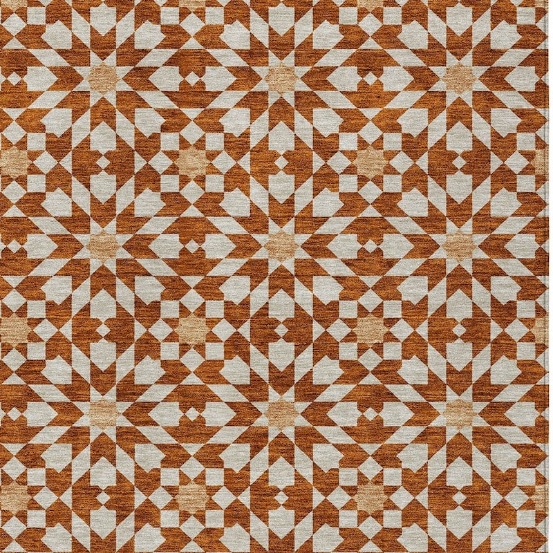 HomeRoots Floral Medallion Transitional Rectangle Outdoor Rug