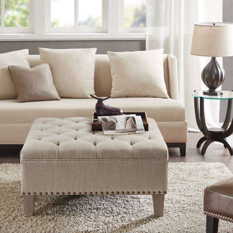 Madison Park Alice Tufted Square Cocktail Ottoman - Taupe