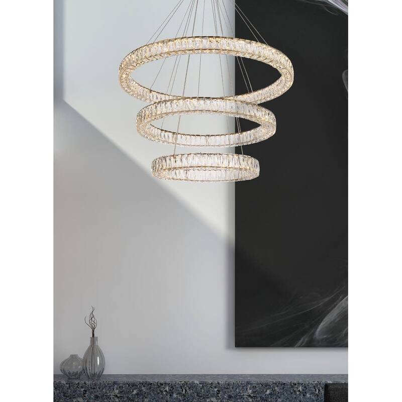 Elegant Lighting 3503G41L Monroe 41" Wide LED Crystal Ring Chandelier