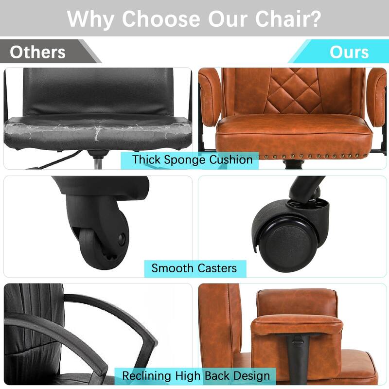 Adjustable Home Office Desk Chair Desk Chair Executive Office Chair Computer Chair Ergonomic Mid Back with 360° Swivel