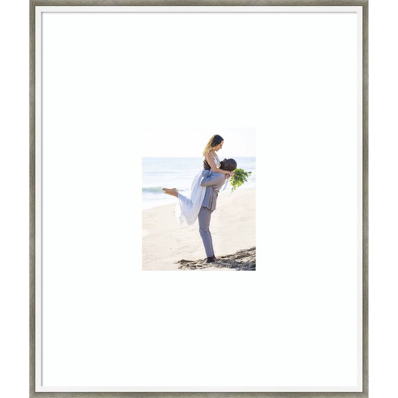 Lucie Black Framed Picture Frame, Photo Frame - 22x26 Matted White 8x10 - Lucie Silver White