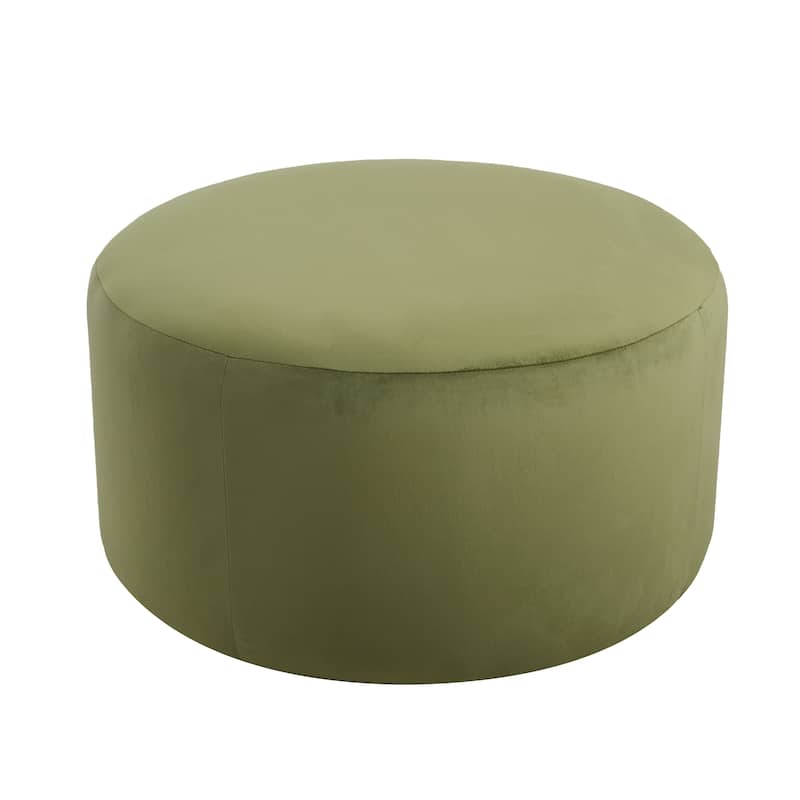 Round Fabric Ottoman - Soft Upholstered Footrest Stool for Living Room or Bedroom